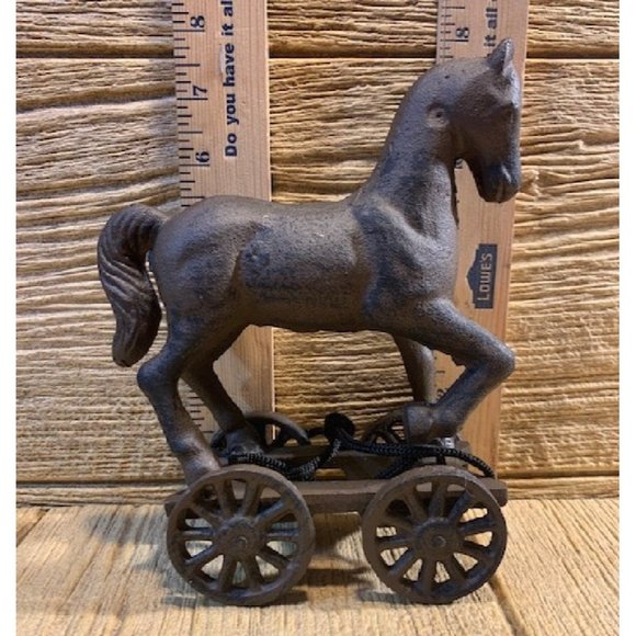 Cast Iron Horse Pull Toy on Wheels 0170-13603 - Picture 10 of 10